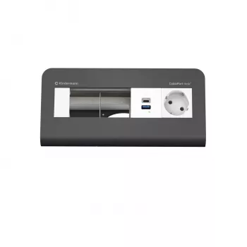 Kindermann CP desk² 80 4-kārtīgs galda savienojamības panelis ar 1x strāvu un 1x USB-A, Sudrabs/Melns