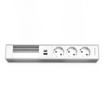 Kindermann 6-vietu moduļu turētājs ar 3 strāvas rozetēm un USB uzlādi (7449001333)