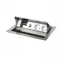 Kindermann CP Standard² VA 4f. galda savienojumu panelis ar 2x Schuko ligzdām un 1x USB-A uzlādes portu, sudraba/melns