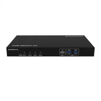 Kindermann KVM Switch 41C - 4 portu digitālais KVM slēdzis ar DVI-D, USB, audio, EDID emulāciju