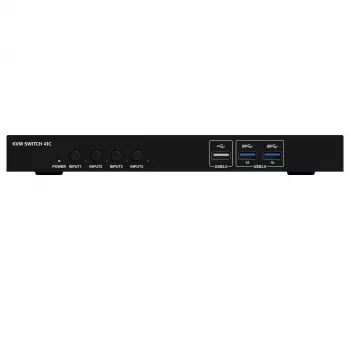Kindermann KVM Switch 41C - 4 portu digitālais KVM slēdzis ar DVI-D, USB, audio, EDID emulāciju