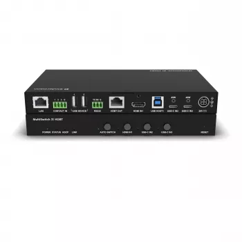 Kindermann MultiSwitch 31 HDBT 2.0 raidītājs / prezentācijas slēdzis - 3x1 USB-C un HDMI, izmantojot HDBaseT - Telnet - RS-232 - 4K UHD