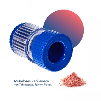 First Aid Only tablešu drupinātājs zilā caurspīdīgā
