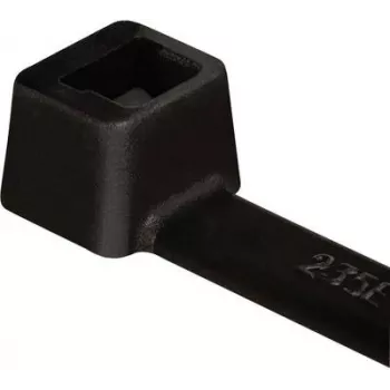 HellermannTyton T18R Kabeļu saite, Poliamīds 6.6, Melna, 100 mm Garums, 2.5 mm Platums, 1 mm Biezums, 22 mm Saišķa Diametrs, 80 N Stiepes Izturība, Iepakojumā 100 gab.