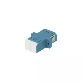 SYNERGY21 Fibre Optic Coupler LC/LC Singlemode OS2 9/125µm Duplex Blue PVC Ceramic Sleeve Flanged with One-sided Laser Protection Flap
