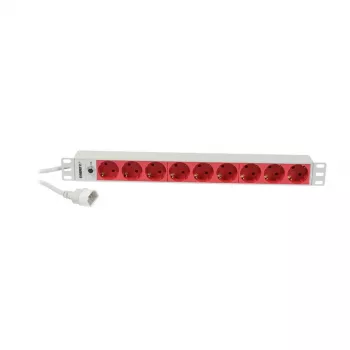 Synergy 21 ALLNET 19 collu 1U strāvas sloksne ar 9 Schuko (CEE7) kontaktligzdām un IEC C14 spraudni, 10A, 2m, melna