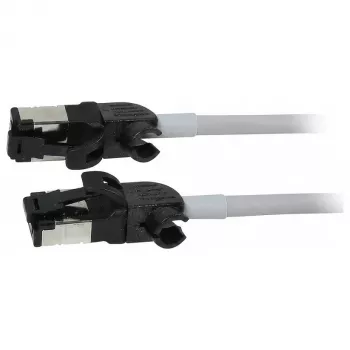 Synergy21 Patch Cable RJ45, CAT6A 500MHz, 1.5m, Grey, S/FTP, Slimline Round d=4.5mm, TPE/LSZH (Superflex), AWG28, with CAT7 Raw Connector, Rotatable Connector