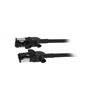 Synergy21 Patch Cable RJ45, CAT6A 500MHz, 0,15m, Black, S/FTP, Slimline Round d=4,5mm, TPE/LSZH (Superflex), AWG28 with CAT7 Raw Connector, Rotatable Plug