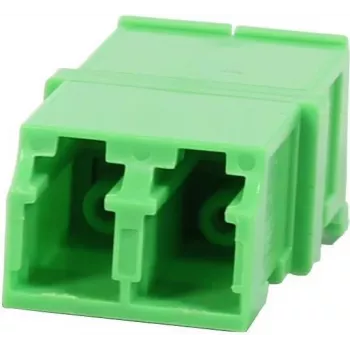 Synergy 21 S215678 LC/APC šķiedras optikas adapteris savienotājs duplekss vienmodas 9/125µm keramikas PVC bezatloku zaļš ar lāzera aizsardzības slēģi