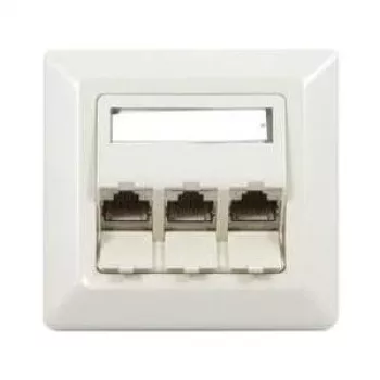 Synergy 21 S216327 RJ-45 Cat6a tīkla sienas kontaktligzda, 2-portu, ekranēta, balta (RAL 9010)