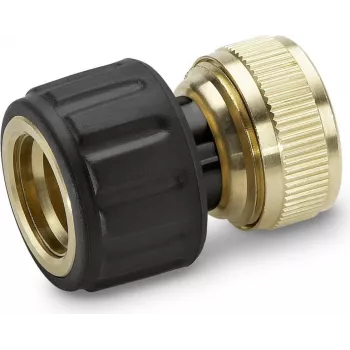 Kärcher Premium Line šļūtenes savienotājs ar ūdens apturēšanu - saderīgs ar 1/2 inch un 5/8 inch, melns/dzeltens