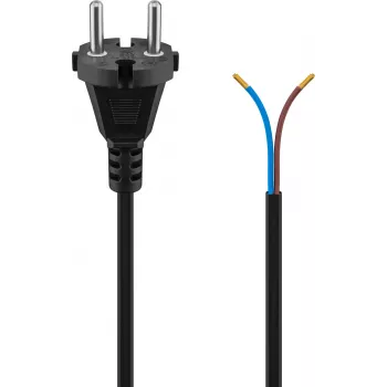 Goobay universāls putekļsūcēja pieslēguma kabelis, 2 x 0,75 mm², 7,5 m, melnā krāsā (58913)