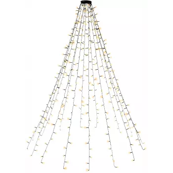 Goobay 400 LED eglītes virtene ar gredzenu, 16 x 1,5 m, silti balta 2500 K, 8 gaismas režīmi, taimeris un atmiņas funkcija, 24 V DC ārējais transformators, IP44 iekštelpām un ārpusē (60387)