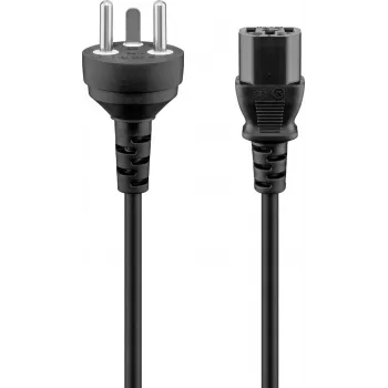 Goobay barošanas vads ar Dānijas K tipa spraudni un IEC ligzdu, 3 x 0,75 mm², 2 m, melnā krāsā (95732)