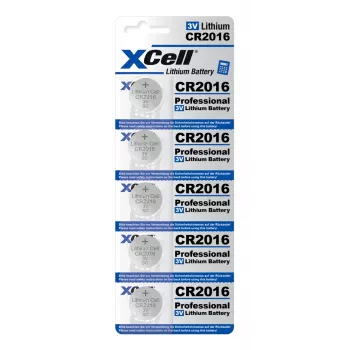 XCell CR2016 Litija pogas baterija 3V 80mAh - 5 iepakojums
