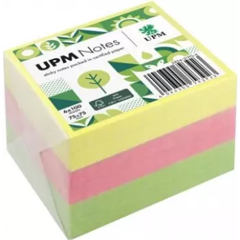 UPM Notes Brillant Lipīgās Lapiņas 75x75mm 100 Lapas uz Bloka 6 Bloki Jauktās Krāsās