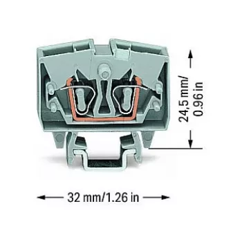 WAGO 264-701 Caurplūdes spaiļu bloks, 6 mm², 800 V, pelēks, CAGE CLAMP®