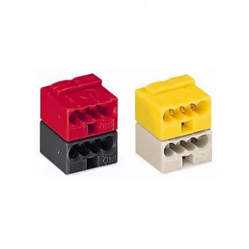 WAGO 243-212 PUSH WIRE® Savienotājs, 2-vadu, 6 A, 250 V, Pelēks/Dzeltens, Poliamīds