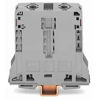 WAGO 285-195 CAGE CLAMP® DIN-Sliedes spaiļu bloks, 2 savienojumi, 125A, 1000V, Pelēks