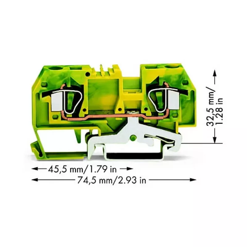 WAGO Zemējuma vadītāja spaiļu bloks Zaļi-dzeltens 0,2-6 mm² 282-907