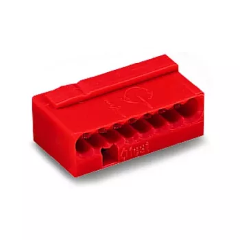 WAGO 243-808 PUSH WIRE® Sadales kārbas savienotājs, 8 vadi, sarkans, 0,5-2,5 mm²