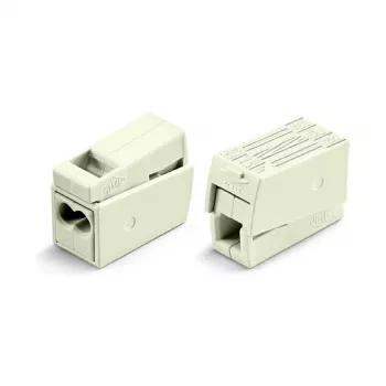 WAGO 224-112 2-dzīslu kompakts savienotājs, 400V, 24A, 1-2,5mm², Push-in, balts/caurspīdīgs