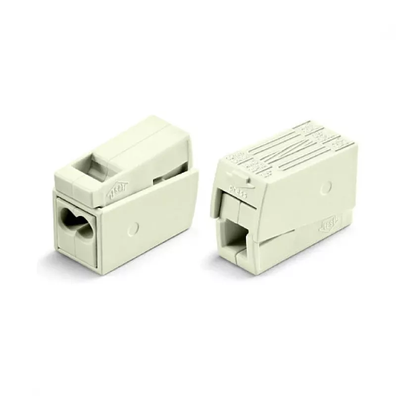 WAGO 224-112 2-dzīslu kompakts savienotājs, 400V, 24A, 1-2,5mm², Push-in, balts/caurspīdīgs