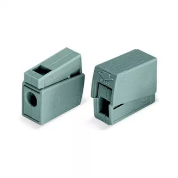 WAGO 224-101 1-vada 2-virzienu Push-in CAGE CLAMP spaiļu bloks, 400 V, 24 A, 0,5-2,5 mm², caurspīdīgs/pelēks