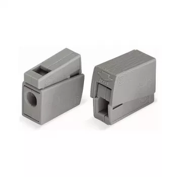 WAGO 224-101 1-vada 2-virzienu Push-in CAGE CLAMP spaiļu bloks, 400 V, 24 A, 0,5-2,5 mm², caurspīdīgs/pelēks