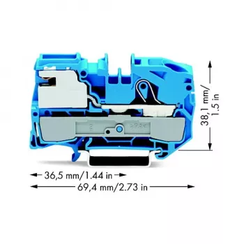 WAGO 2016-7114 2-vadu caurplūdes spaiļu bloks, 2,5 mm², 250 V, pelēks