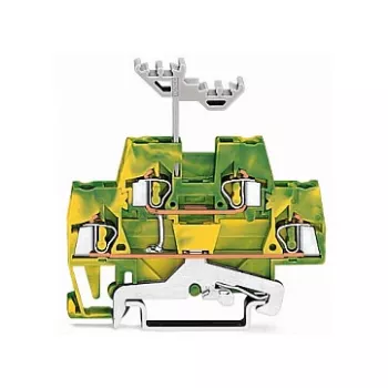 WAGO 280-517 Divlīmeņu zemējuma spailu bloks, 4 vadītāji, 2,5 mm², CAGE CLAMP, zaļi dzeltens