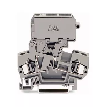 WAGO 281-611 TOPJOB® S Caurlaides spaiļu bloks, 3 savienojuma punkti, 6 mm², pelēks, DIN-35 sliede