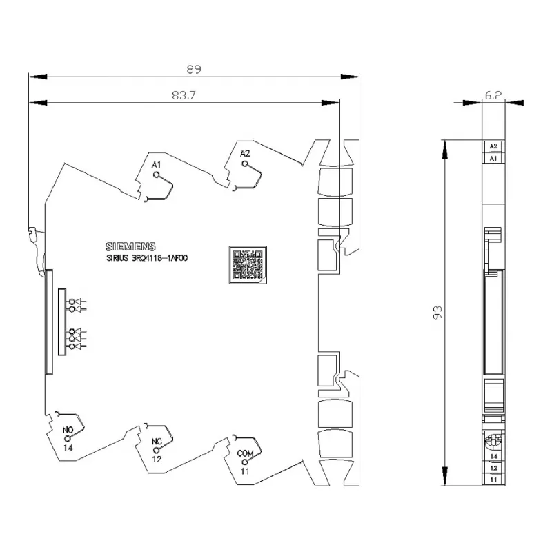 Siemens SIRIUS 3RQ4 Plug-In savienojuma relejs, 230 V AC/DC, 3 NO + 1 NC, skrūvju spailes
