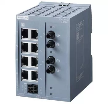 Siemens SCALANCE XB108-2 Nepārvaldāms rūpnieciskais Ethernet slēdzis, 8 RJ45 + 2 SC daudzmodu šķiedra, DIN sliede