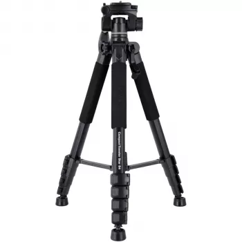 Rollei Compact Traveler Star S4 ceļojumu statīvs, alumīnijs, 3-virzienu panoramēšanas galva, maksimālais augstums 125 cm, slodze 2 kg, melns