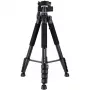 Rollei Compact Traveler Star S4 ceļojumu statīvs, alumīnijs, 3-virzienu panoramēšanas galva, maksimālais augstums 125 cm, slodze 2 kg, melns