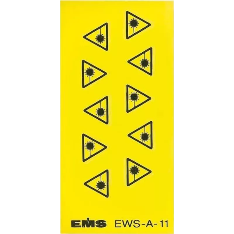 EFB Elektronik Brīdinājuma uzlīme par lāzera starojumu, pašlīmējoša, 50x50 mm, dzeltena/melna, 10 gab.