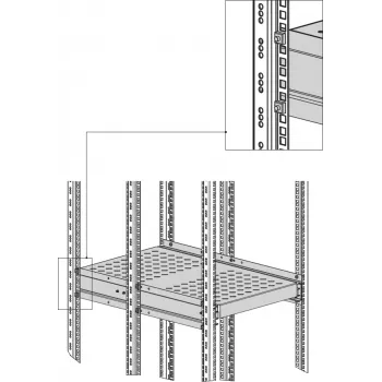 EFB Elektronik Heavy-Duty Extendable Shelf, 6 x Side Mounting, 140 kg, RAL 9005 (691640ATS.02)