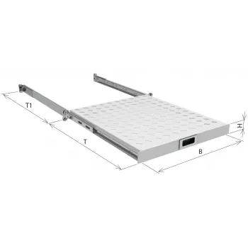 EFB-Elektronik 19 inch 1U Pull-Out Shelf, Adjustable Mounting Depth 950-1050 mm, 30 kg Load Capacity, Cabinet Depth 1200 mm, RAL 7035 Light Grey