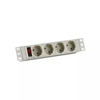 EFB-Elektronik 10 1HE Strāvas sadalītājs 4 x CEE 7/3 ar slēdzi, alumīnija profils, pelēks