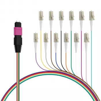 EFB ELEKTRONIK MPO-PLUS(M)-LC Fanout Cable OM4 12 Fibers Type B LSZH Heather Violet 0,4m