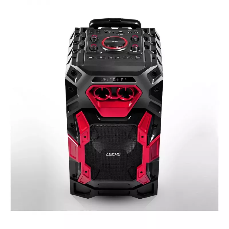 Leicke DJ ROXX TROLLEY PRO Pārnēsājama PA skaļruņu sistēma ar Bluetooth, 100W RMS, 10 inch zemfrekvences skaļrunis, LED gaismas, ratiņi, mikrofons, tālvadības pults