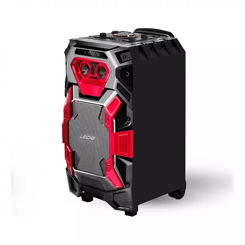 Leicke DJ ROXX TROLLEY PRO Pārnēsājama PA skaļruņu sistēma ar Bluetooth, 100W RMS, 10 inch zemfrekvences skaļrunis, LED gaismas, ratiņi, mikrofons, tālvadības pults