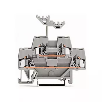 WAGO 280-519 2-dzīslu Push-in CAGE CLAMP spaiļu bloks, 2,5 mm², pelēks, DIN-sliedes montāžai