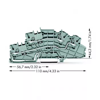 WAGO 2003-6642 Caurlaides spaiļu bloks, TOPJOB® S, 2-vadītāju, 4 mm², pelēks, 800 V, 24 A