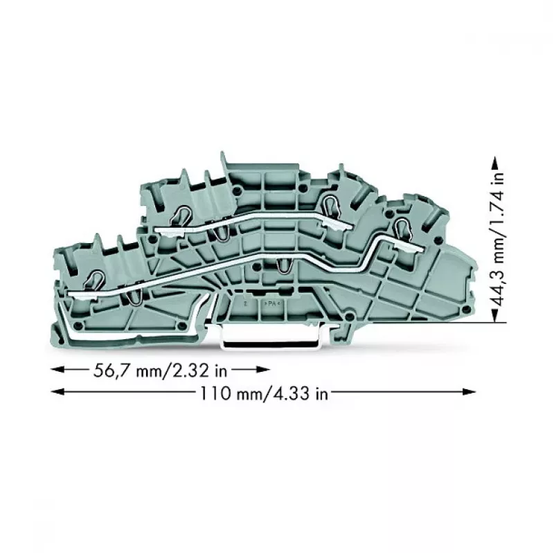 WAGO 2003-6642 Caurlaides spaiļu bloks, TOPJOB® S, 2-vadītāju, 4 mm², pelēks, 800 V, 24 A