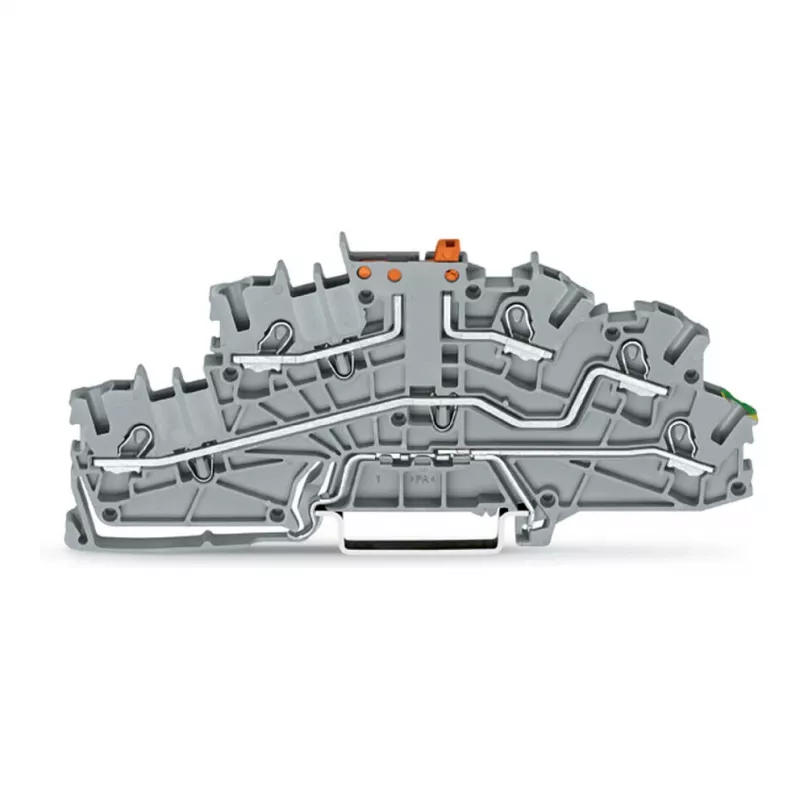 WAGO TOPJOB S N-atvienojamais spaiļu bloks ar PE, 3-vadītāju, Push-in CAGE CLAMP, pelēks, 2003-6644