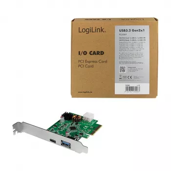 LogiLink PCI Express USB 3.2 karte, 5 Gbps, 2 ārējie + 3 iekšējie USB-A porti