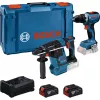 BOSCH PowerTools Kombinētais komplekts Bezvadu kombinētais urbis 18V 65 + Rotējošais āmurs 18V 26 ar 2 akumulatoriem 5 Ah un lādētāju (Komplekts)