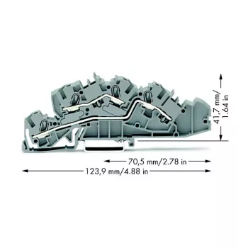 WAGO 2005-7642 Caurplūdes spaiļu bloks, 4 mm², 32 A, 400 V, pelēks, CAGE CLAMP